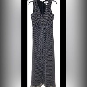 Badgley Mischka black white polka dot dress size 12